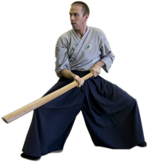 Dojo-cho Andy Keyworth leads Kenjutsu (sword technique) practice