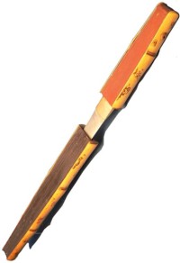 This tanto is concealed in a sheath resembling a folding fan